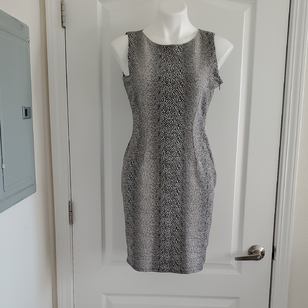 Nine West Black and White Textured Mini Dress